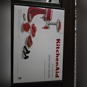 KitchenAid Red Metal Food Grinder Attachment with Stainless Parts